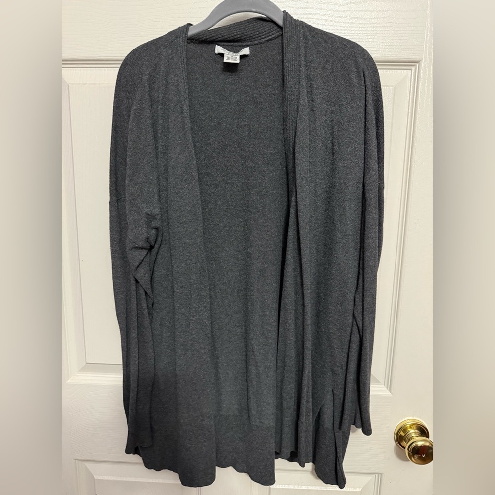 Liz Claiborne Charcoal Open Front Cardigan